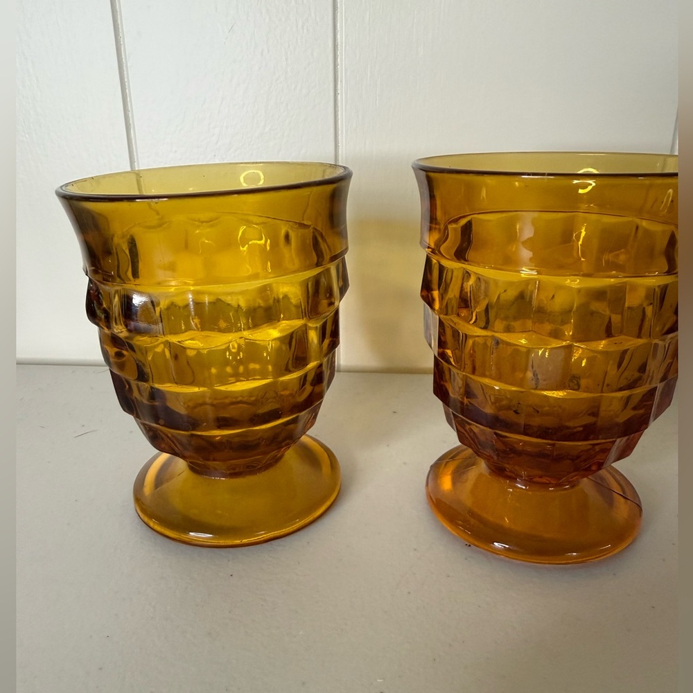 Vintage Amber Whitehall Glass Goblets set of 2